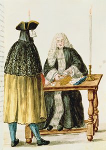 Un magistrat jouant aux cartes avec un homme masqué - Jan van Grevenbroeck
